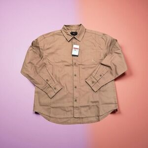 Air Jordan Essentials Button-Down Shirt Herringbone Pattern Brown Men Large NWT